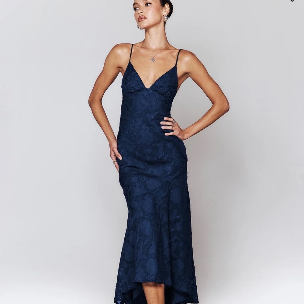 Princess Polly Navy Lace Slip Maxi Dress